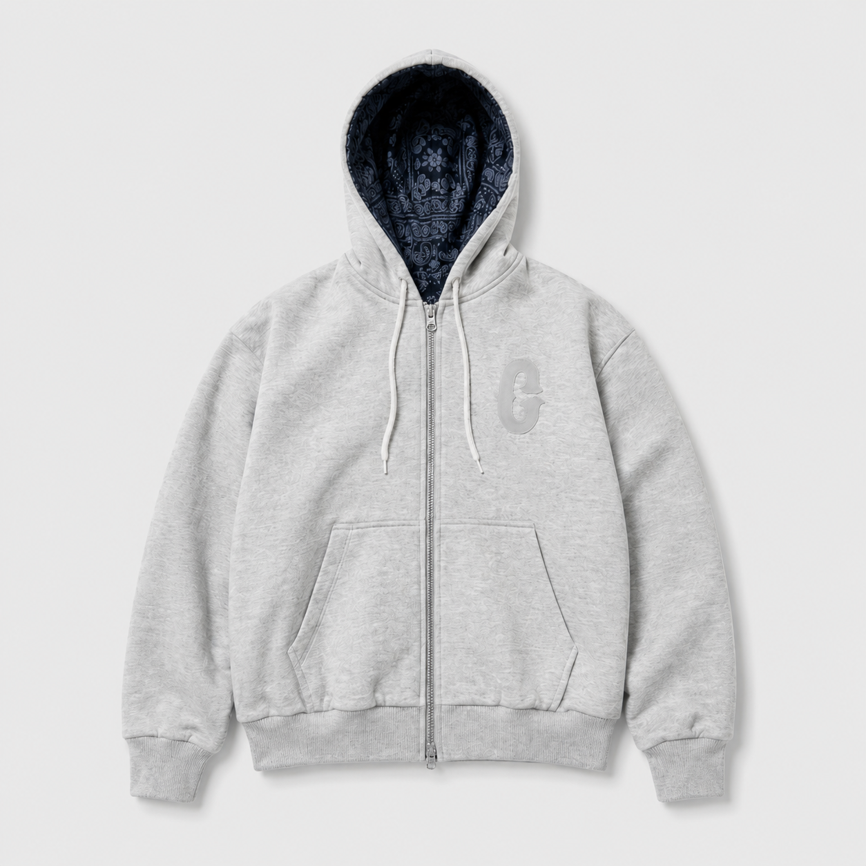 Reversible Grey-Melange Zip-Hoodie