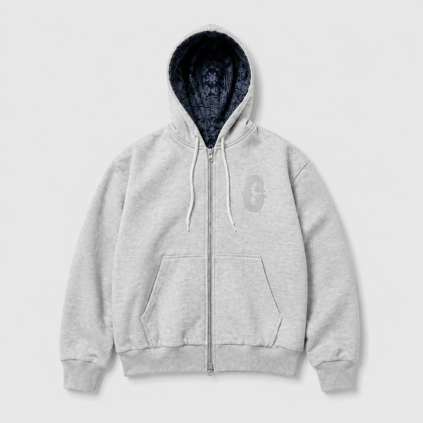 Reversible Grey-Melange Zip-Hoodie