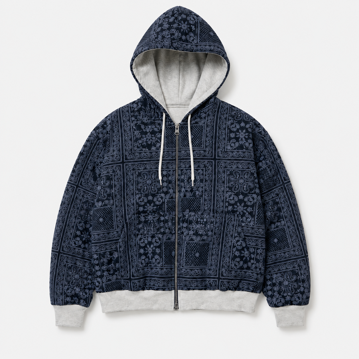 Reversible Grey-Melange Zip-Hoodie