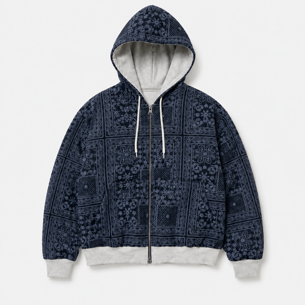 Reversible Grey-Melange Zip-Hoodie