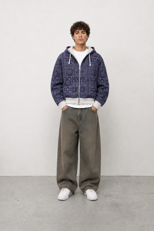 Reversible Grey-Paisley ZIPPER