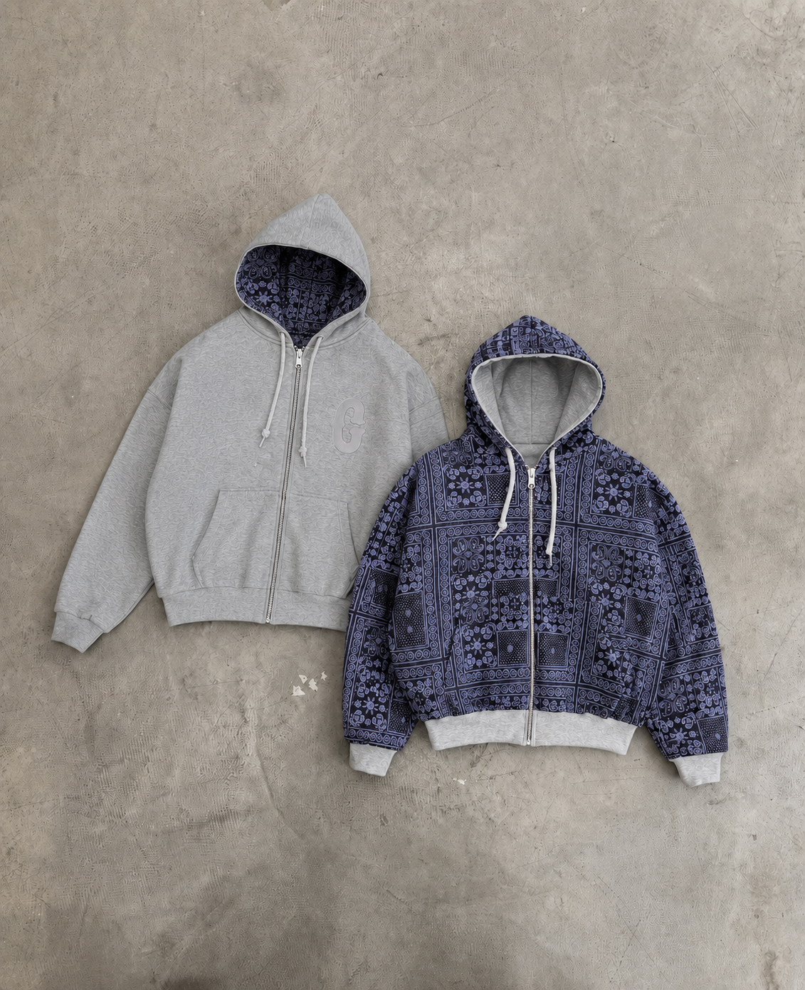 Reversible Grey-Paisley ZIPPER