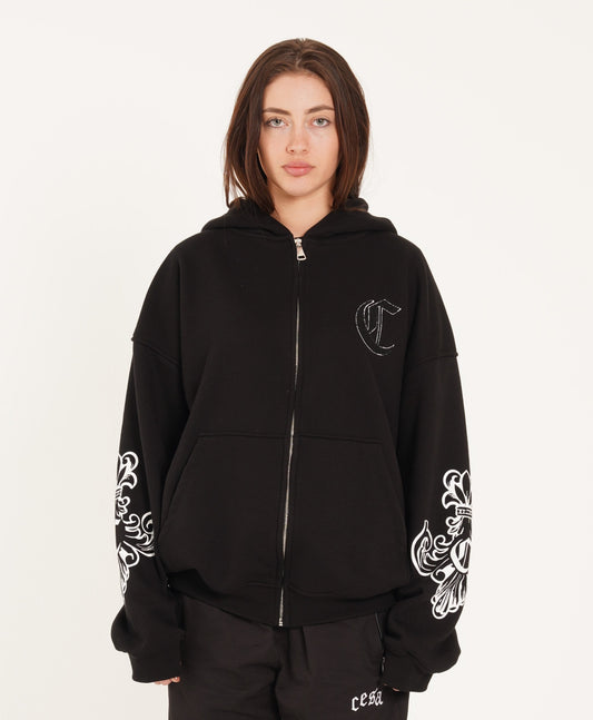 ONP ZIPPER "BLACK" LILIES